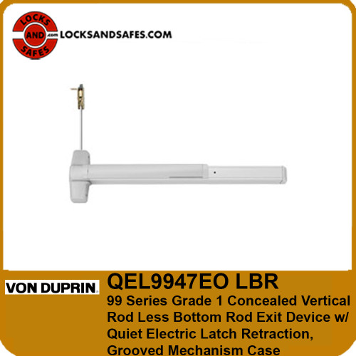 Von Duprin QEL9947EO LBR Concealed Vertical Rod Device Less Bottom Rod w/ Quiet Electric Latch Retraction | Von Duprin QEL9947 CVR LBR