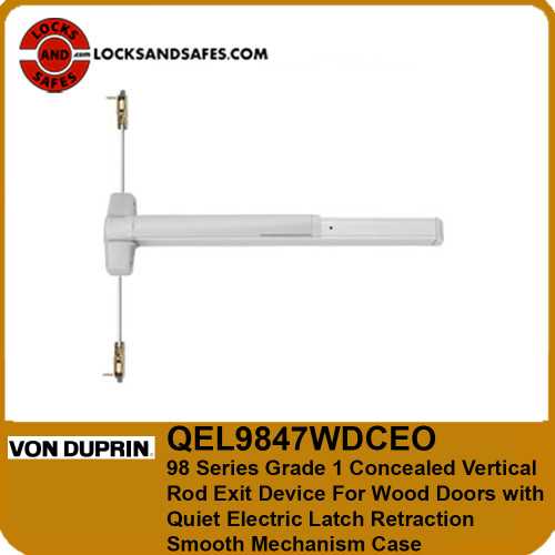 Von Duprin QEL9847 Wood Door Concealed Vertical Rod Device with Quiet Electric Latch Retraction | Von Duprin 98 Wood Door CVR ELR