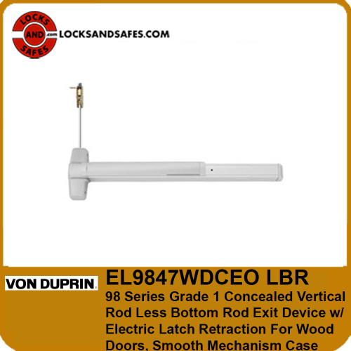 Von Duprin EL9847WDCEO LBR | Wood Door Concealed Vertical Rod Less Bottom Rod with Electric Latch Retraction | Von Duprin 98 Wood Door CVR LBR ELR