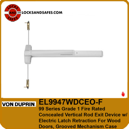 Von Duprin 9947 Fire Rated Concealed Vertical Rod with Electric Latch Retraction Device For Wood Door | Von Duprin 99 Fire Wood Door CVR ELR
