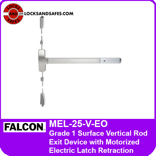 Falcon MEL-25-V-EO | Grade 1 Surface Vertical Rod Exit Device with Motorized Electric Latch Retraction | Falcon 25V SVR MEL