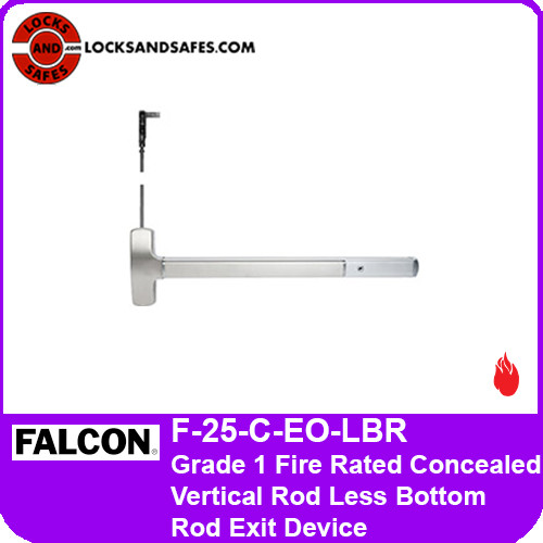 Falcon F-25-C-EO-LBR | Falcon 25 Fire Rated Concealed Vertical Rod Less Bottom Rod Exit Device