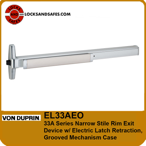 Von Duprin EL33AEO | Grade 1 Narrow Stile Rim Exit Device with Electric Latch Retraction, Grooved Mechanism Case