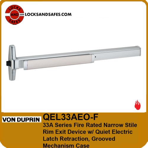 Von Duprin QEL33AEO-F | Von Duprin 33A Fire Narrow Stile Rim Exit Device w/ Quiet Electric Latch Retraction