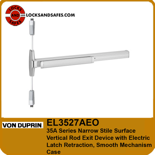 Von Duprin EL3527 Narrow Stile Surface Vertical Rod Exit Device with Electric Latch Retraction