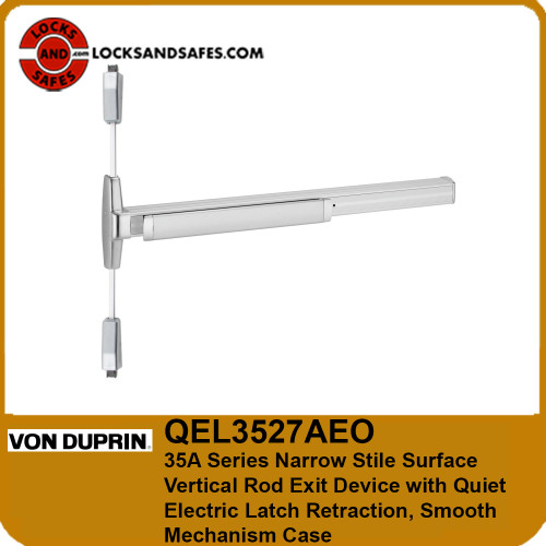 Von Duprin QEL3527 Narrow Stile Surface Vertical Rod Exit Device with Quiet Electric Latch Retraction