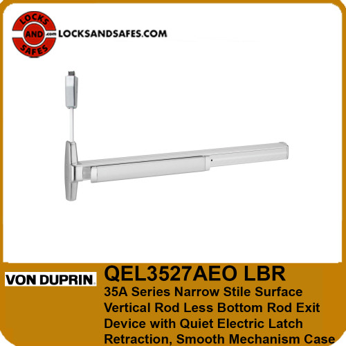 Von Duprin QEL3527 LBR | Narrow Stile Surface Vertical Rod Less Bottom Rod Exit Device with Quiet Electric Latch Retraction