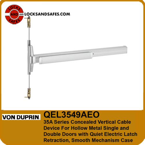 Von Duprin QEL3549AEO | Grade 1 Concealed Vertical Cable Exit Device With Quiet Electric Latch Retraction For Hollow Metal Single and Double Doors, Smooth Mechanism Case