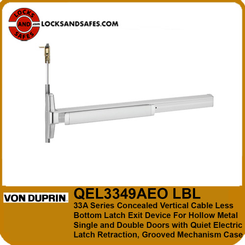 Von Duprin QEL3349AEO LBL | Concealed Vertical Cable Less Bottom Latch Exit Device For Hollow Metal Single and Double Doors with Quiet Electric Latch Retraction