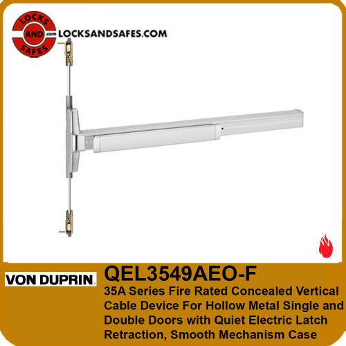 Von Duprin QEL3549AEO-F Fire Concealed Vertical Cable Exit Device For Hollow Metal Single and Double Doors with Quiet Electric Latch Retraction