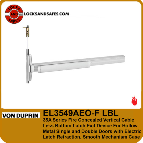 Von Duprin EL3549AEO-F LBL Fire Concealed Vertical Cable Less Bottom Latch Exit Device For Hollow Metal Single and Double Doors with Electric Latch Retraction