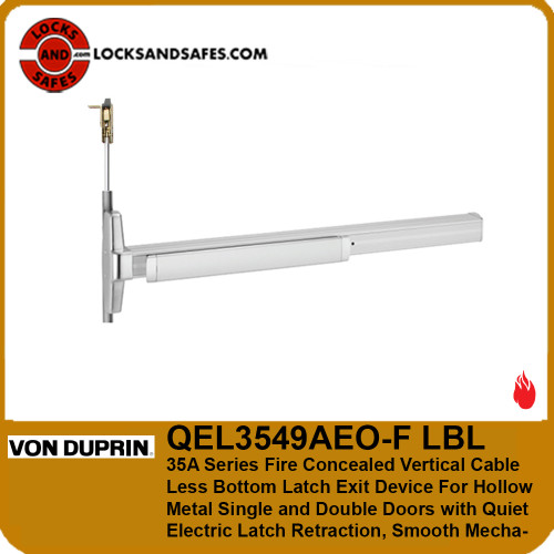 Von Duprin QEL3549AEO-F LBL Fire Concealed Vertical Cable Less Bottom Latch Exit Device For Hollow Metal Single and Double Doors with Quiet Electric Latch Retraction