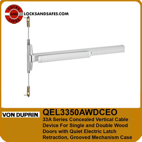 Von Duprin QEL3350AWDCEO Concealed Vertical Cable Exit Device For Single and Double Wood Doors With Quiet Electric Latch Retraction