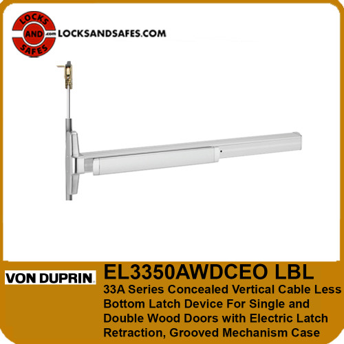 Von Duprin EL3550AWDCEO LBL | Grade 1 Concealed Vertical Cable Less Bottom Latch Exit Device With Electric Latch Retraction For Single and Double Wood Doors