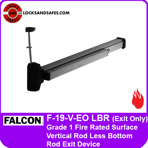 Falcon F-19-V-EO LBR | 19 Series Grade 1 Fire Rated Surface Vertical Rod Less Bottom Rod Exit Device