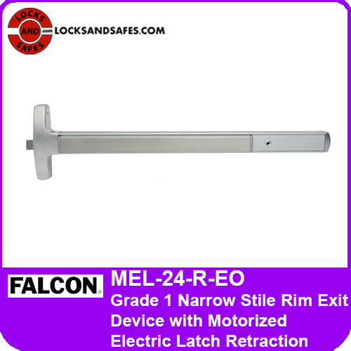 Falcon MEL-24-R-EO | Grade 1 Narrow Stile Rim Exit Device with Motorized Electric Latch Retraction