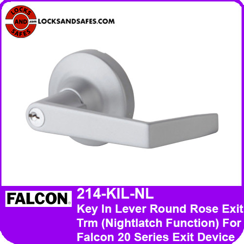 Falcon 214-KIL-NL Key In Lever Round Rose Exit Trim | Nightlatch Function | For Falcon 20 Series Exit Devices