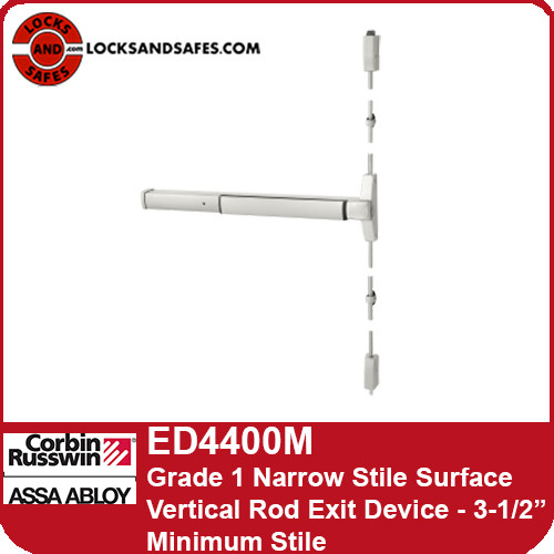 Corbin Russwin ED4400M | ED4000 Series Grade 1 Narrow Stile Surface Vertical Rod Exit Device | 3-1/2" Minimum Stile
