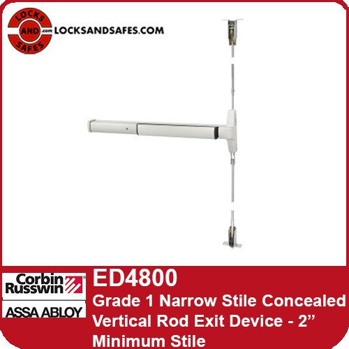 Corbin Russwin ED4800 | ED4000 Series Grade 1 Narrow Stile Concealed Vertical Rod Exit Device For Metal Doors | 2" Minimum Stile