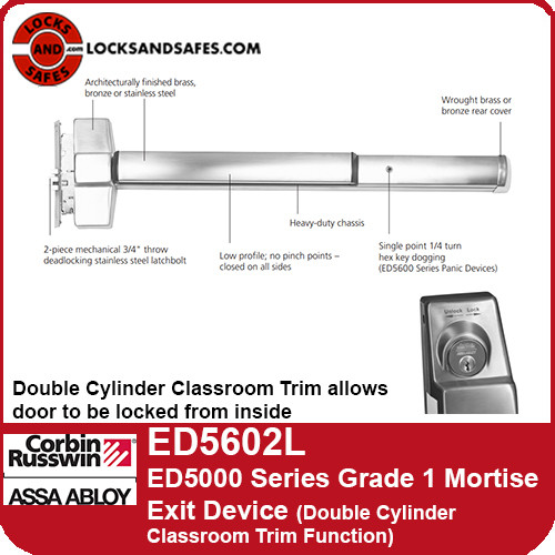Corbin Russwin ED5602L | ED5600 Double Cylinder Mortise Exit Device