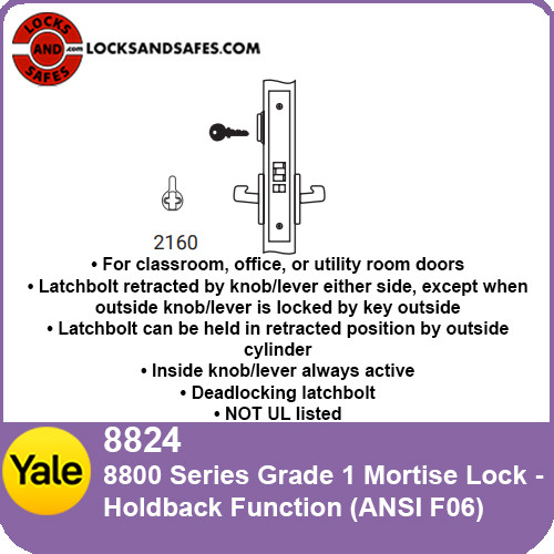 Yale 8824 Hold Back Mortise Lock | Yale Holdback Mortise Lock