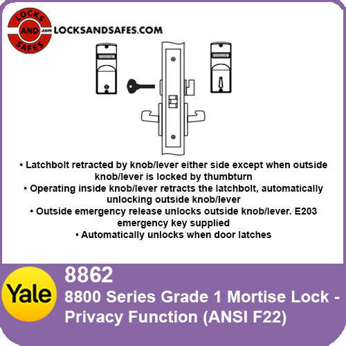 Yale 8862 Privacy Mortise Lock