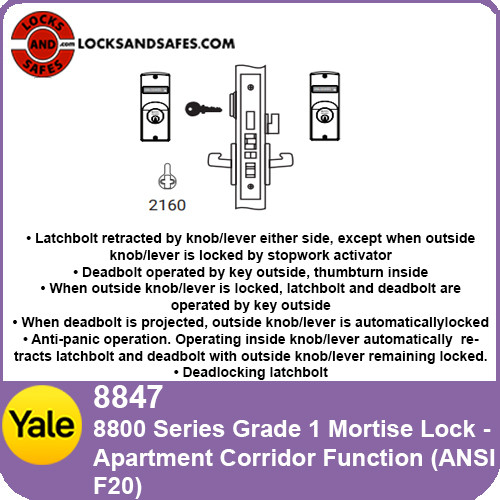 Yale 8847 Mortise Lock Apartment Corridor Function