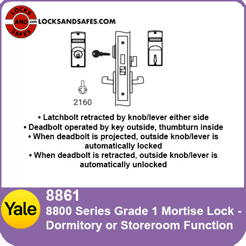 Yale 8861 Mortise Lock Dormitory or Storeroom Function