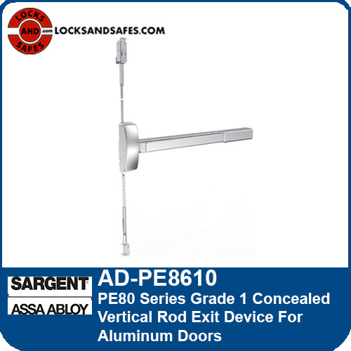 Sargent AD-PE8610 | PE80 Series Grade 1 Concealed Vertical Rod Exit Device For Aluminum Doors