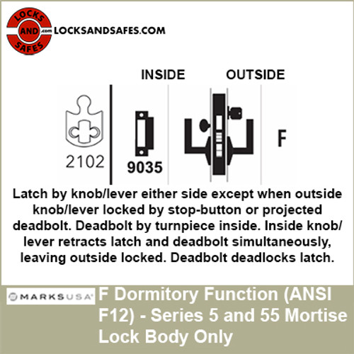 Marks Dormitory Function Mortise Lock Body
