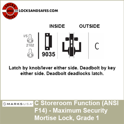 Marks Storeroom Maximum Security Mortise Lock