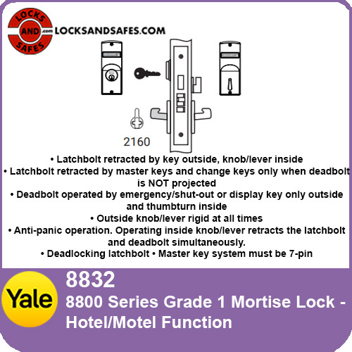 Yale 8832 Hotel Mortise Lock | Yale 8832 Motel Mortise Lock