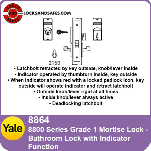 Yale 8864 Bathroom Mortise Lock With Indicator