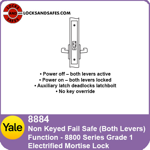 Yale 8884 Non Keyed Both Levers Fail Safe Mortise Lock