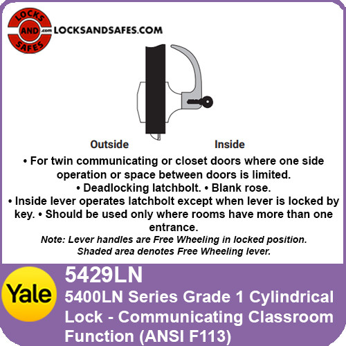 Yale 5429LN Communicating Classroom Function Cylindrical Lock