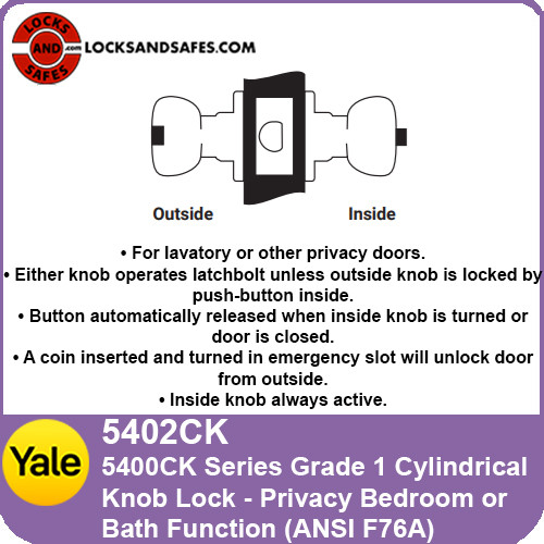 Yale 5402CK Privacy Cylindrical Knobset
