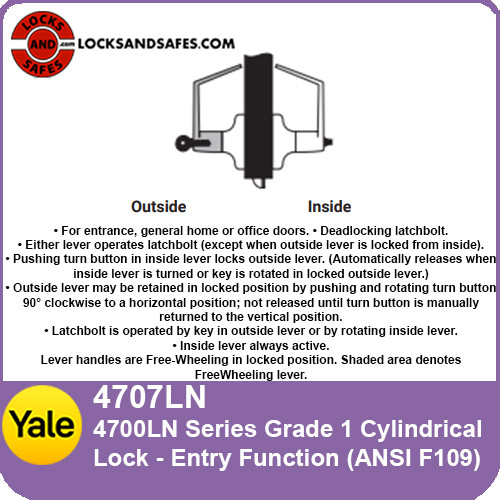 Yale 4707LN Entry Cylindrical Lock