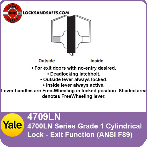 Yale 4709LN Exit Cylindrical Lock