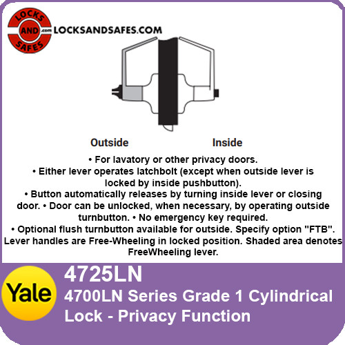 Yale 4725LN Privacy Cylindrical Lock