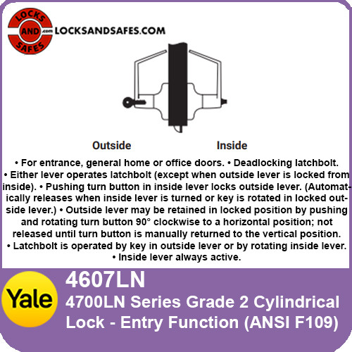 Yale 4607LN Entry Cylindrical Lock