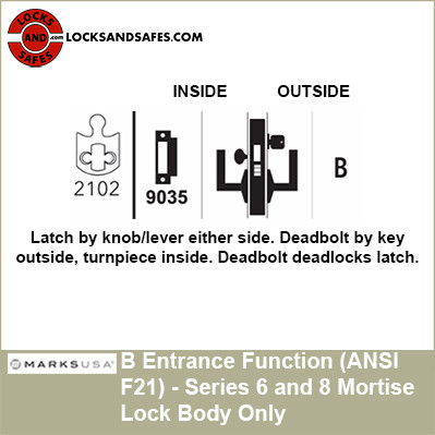 Marks Entrance Function Mortise Lock Body