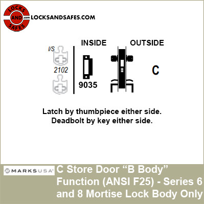 Marks Store Door Function Mortise Lock Body