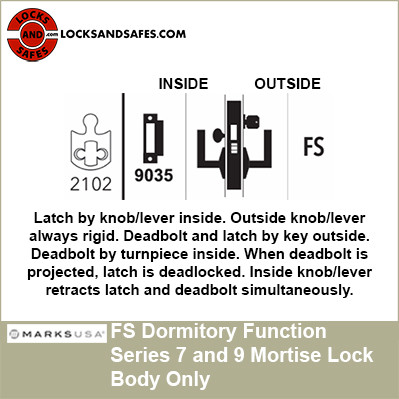 Marks Dormitory Function Mortise Lock Body