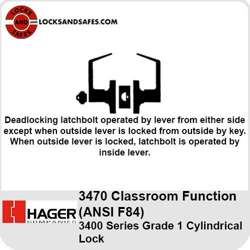 Hager 3470 Classroom Cylindrical Lock