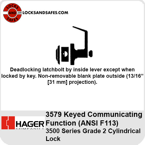 Hager 3579 Keyed Communicating Cylindrical Lock