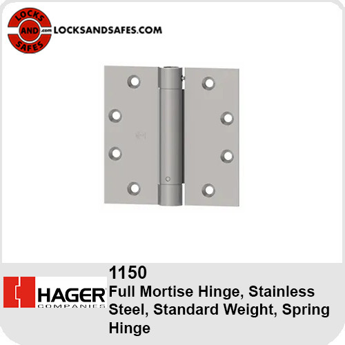 Hager 1150 Full Mortise Stainless Steel Spring Hinge