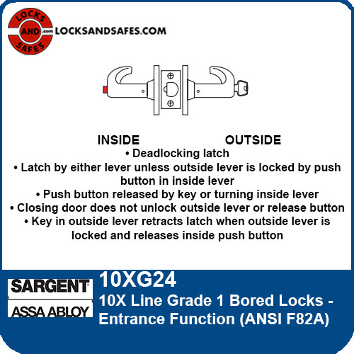 Sargent 10XG24 Entrance Bored Lock
