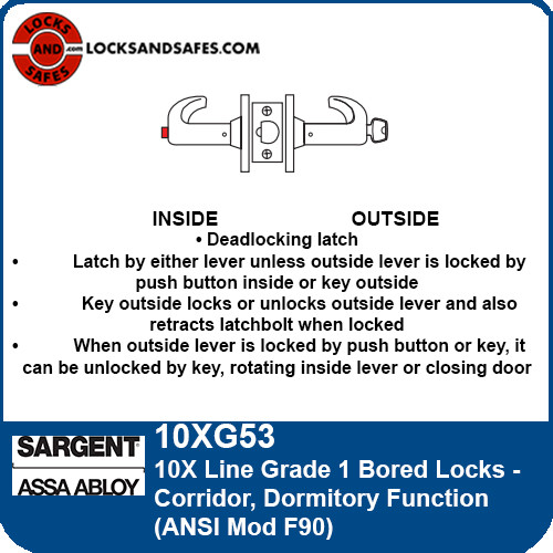 Sargent 10XG53 Corridor, Dormitory Bored Lock