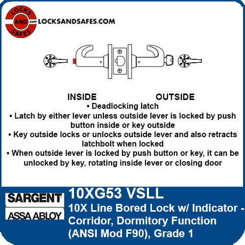 Sargent 10XG53 VSLL Corridor Function | Sargent 10XG53-VSLL Dormitory Function