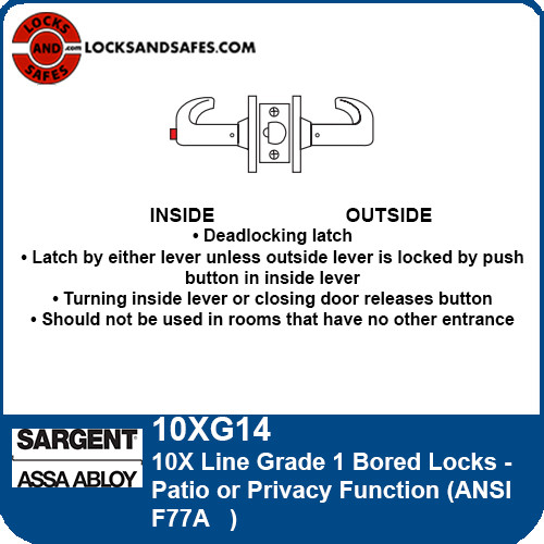 Sargent 10XG14 Patio Bored Lock